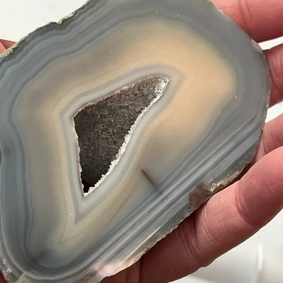 Natural Banded Agate Geode Slice - Picture 9 of 15